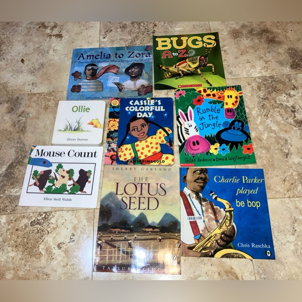 8pc Picture Book Bundle: Jazz, American History, Ringgold, Science, Animals, Bug